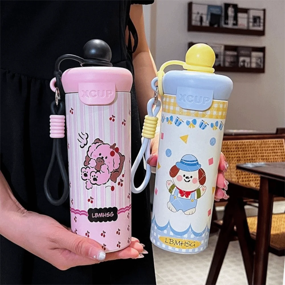 316 Stainless Steel Floating Ball Insulated Cup Cartoon Large Capacity Thermal Water Cup Dustproof 600ml Coffee Mug
