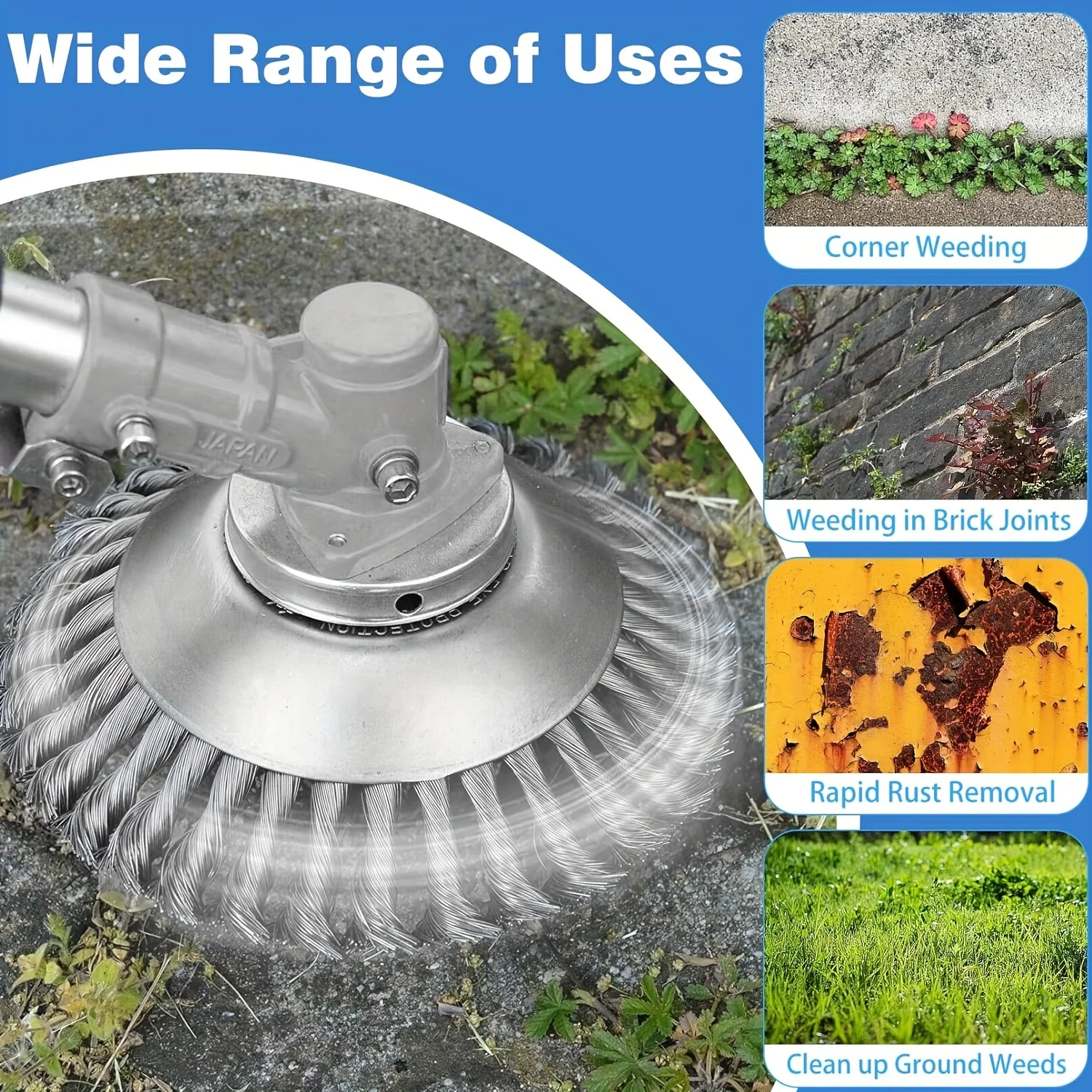 Steel Wire Wheel Garden Weed Brush Lawn Mower Grass Eater Trimmer Cutter Tools Garden Grass Trimmer Head Weed Brush