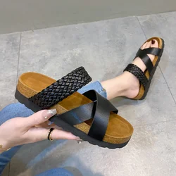 Fashion Flatform Cork Sandals Women Summer 2023 Non Slip Platform Clogs Slippers Female Thick Bottom Outdoor Slides Shoes Woman