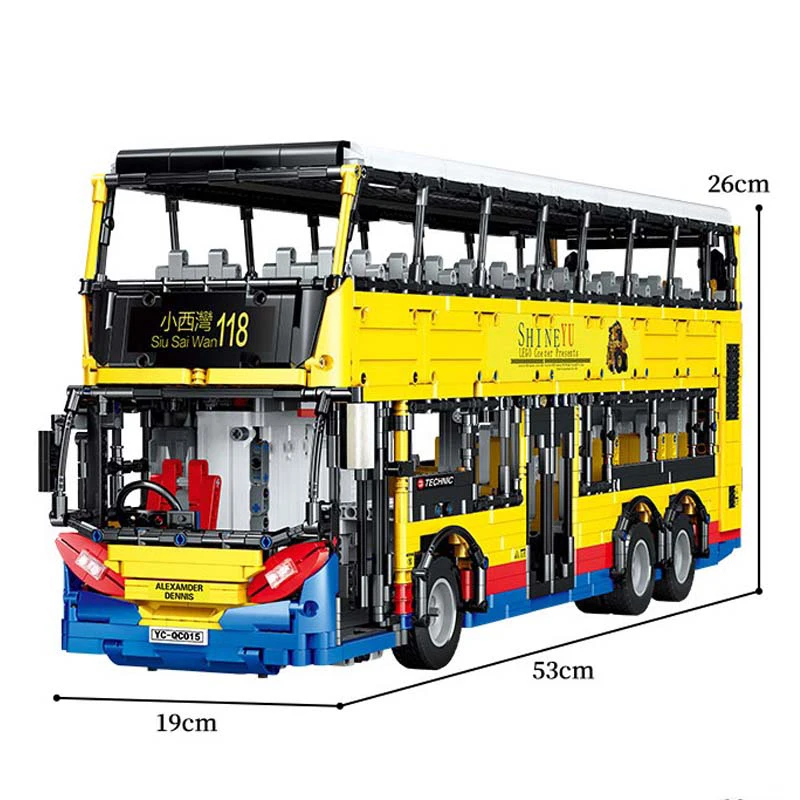 4314PCS YC-QC015 MOC Double Decker Bus Technology Bricks With Remote Control Version Building Blocks Adult Gifts for Children