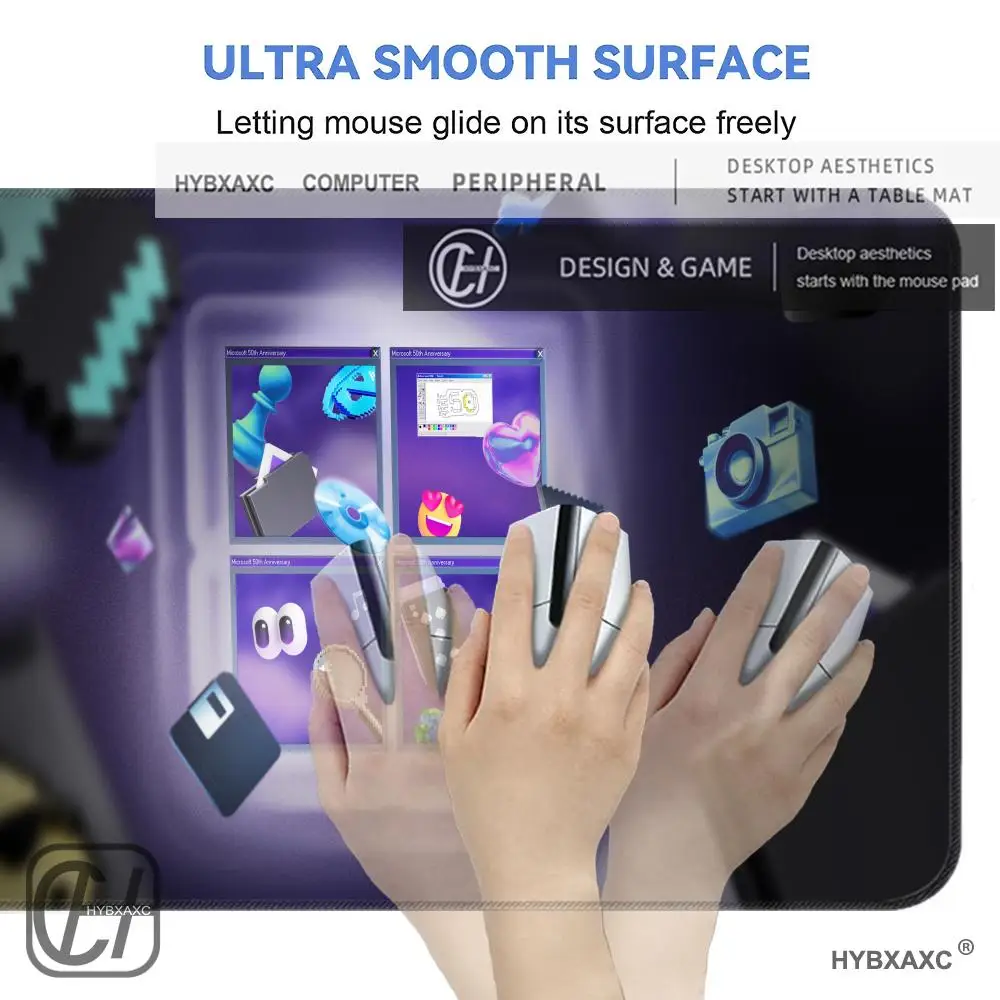 HYBXAXC Y2K 3D Desktop Icon Pixel Floating Graphic Mouse Pad Desk Extended Gaming Keyboard Mats Large XXL Gamer Mousepad 90x40