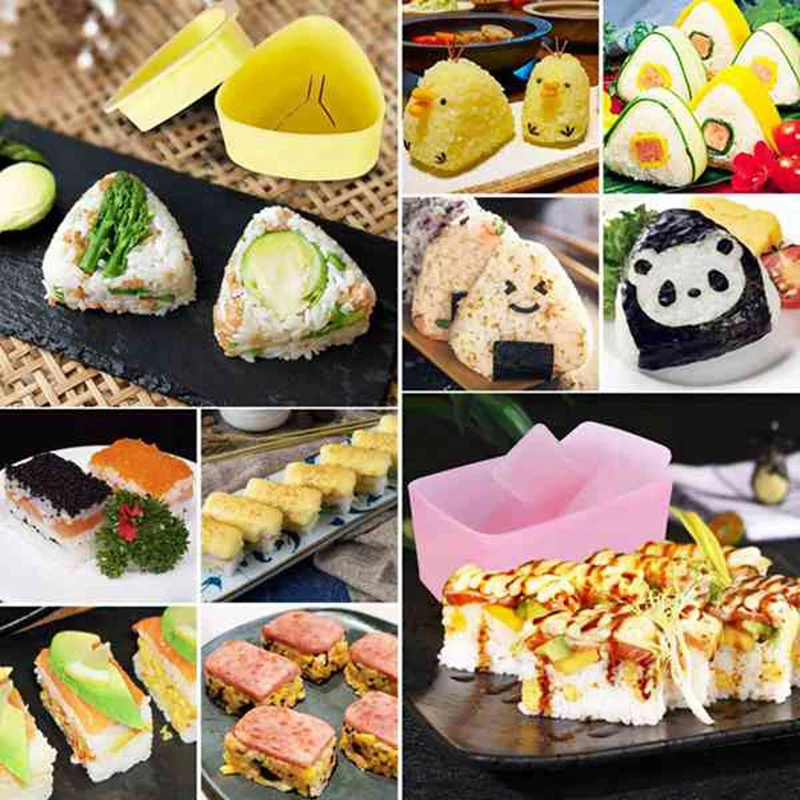 Onigiri Mold, 3 Pack Rice Mold Musubi Maker Kit, Maker Press, Classic Triangle Rice Ball Maker Sushi Mold