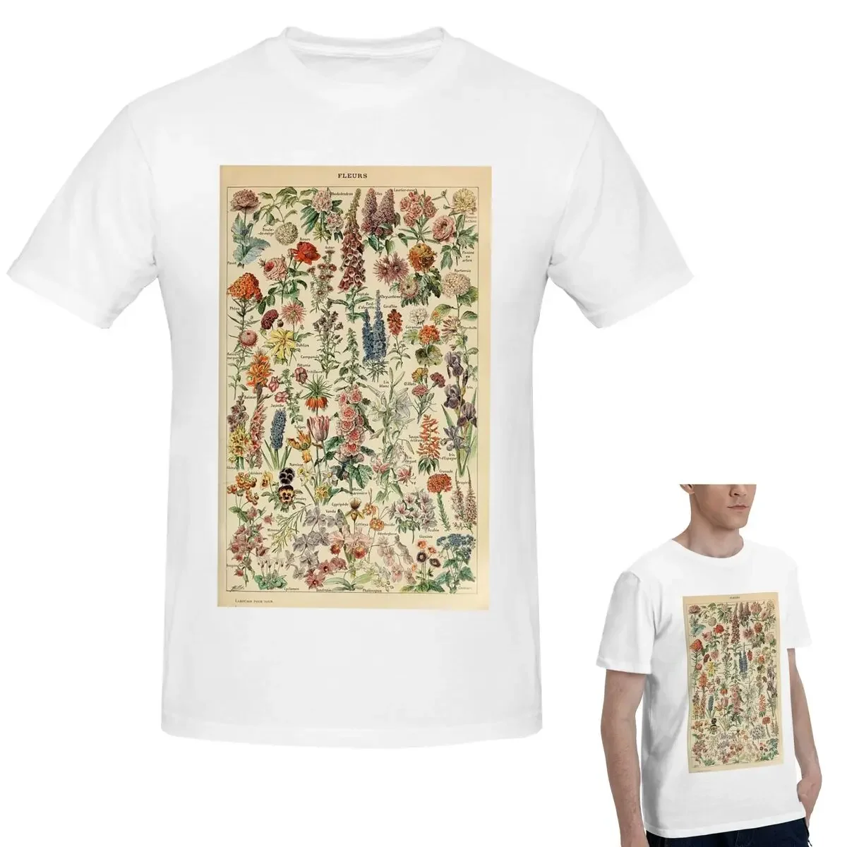 100% Cotton Vintage Flower Poster T-Shirt Men's Funny Oversized T Shirt Men Crew Neck Summer Shirts Tops S-6XL