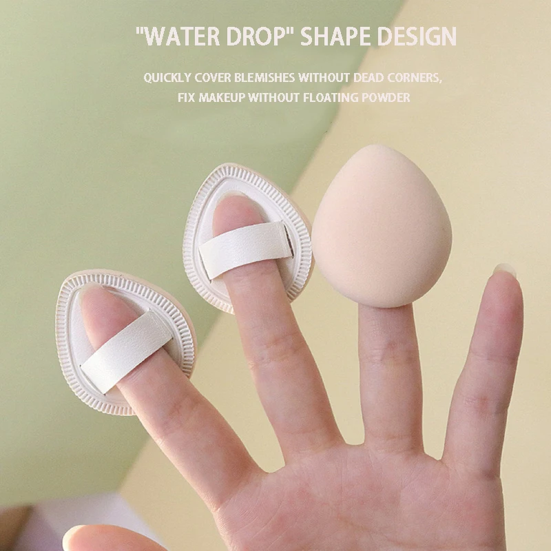 3 pezzi di soffio di polvere per dita a forma di lacrima, strumenti per correttore, fondotinta liquido, fard, strumenti per soffio di polvere