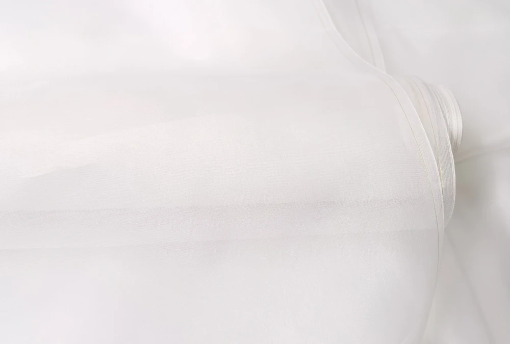 50cm*140cm Pure White Silk Organza Fabric Sheer Transparent Veil Yashmak Wedding Dress Silk Material