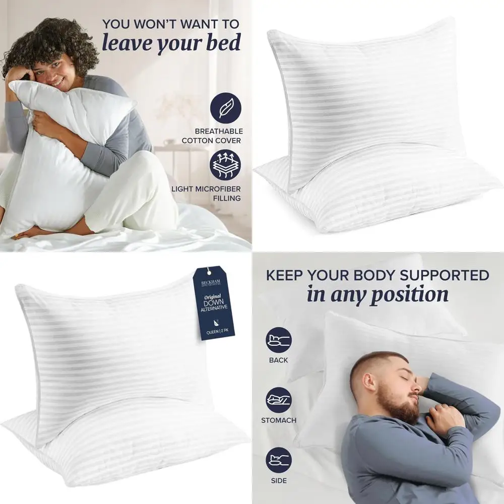 

Комплект из 2 подушек Standard/Queen - Гипоаллергенный наполнитель, аналог пуха, для комфортного сна