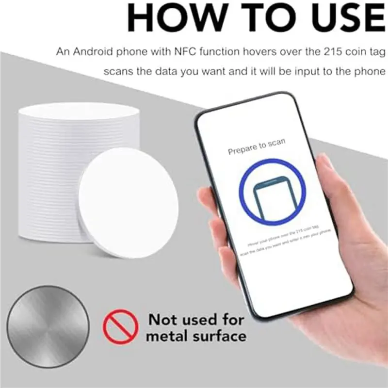 【ราคาสุดคุ้ม!】180 ชิ้น แท็ก NFC แท็ก 215 สติ๊กเกอร์ชิป NFC แบบกลม แท็ก NFC แบบเขียนซ้ำได้ การ์ด NFC แบบมีกาวด้านหลัง อุปกรณ์โทรศัพท์มือถือที่รองรับ NFC