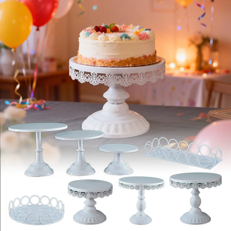 White Cake Stand Party Dessert Table Display Rack Dessert Cake Tray Cold Meal Tea Break Table Afternoon Tea Center Rack Metal