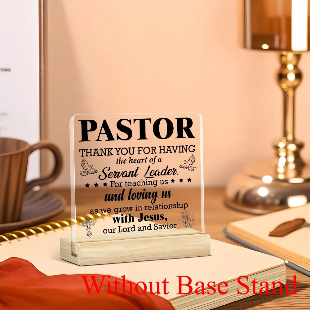 Without Base Stand Acrylic Pastor Appreciation Gift, Year-Round Desktop Plaque for Retirement, Birthday, Christmas