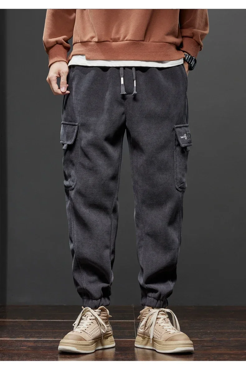 Frühling Herbst neuen Stil elastische Taille Freizeit hose für Männer Stretch gerade Kordel zug Harem Jogging Sport lange Hosen männlich – Detail 5