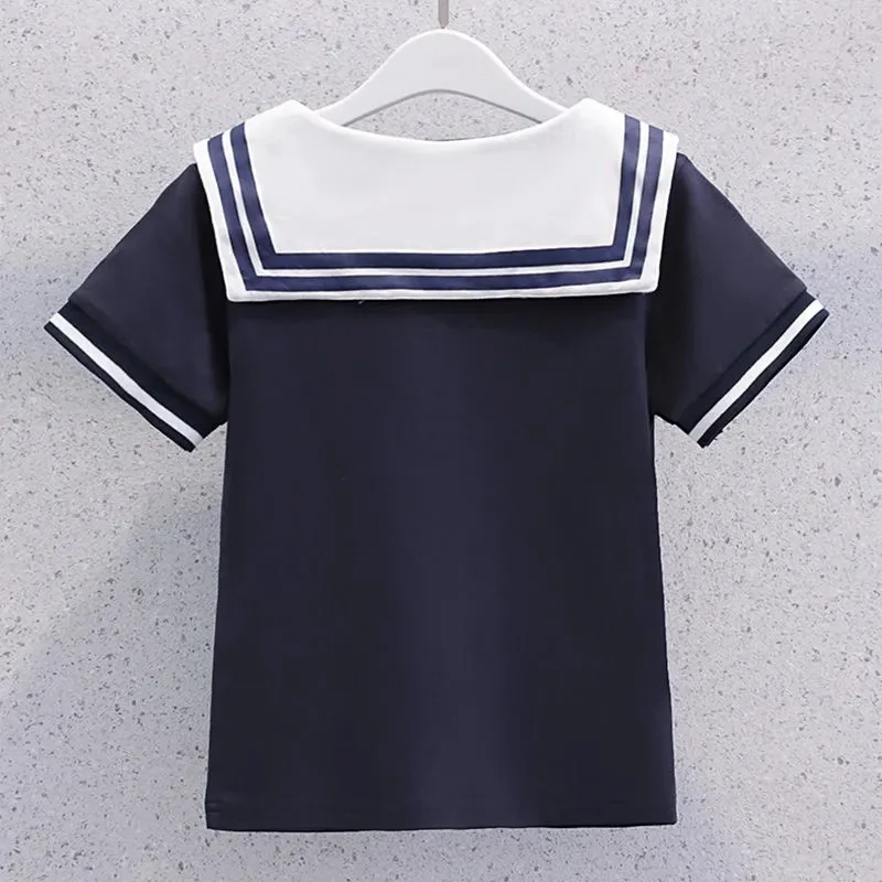 2024 JAPAN new JK Summer Costumes Kids Short Sleeve T-shirts Teenager School Girls Tops blouse Toddler Baby Cute Tshirts 12 year