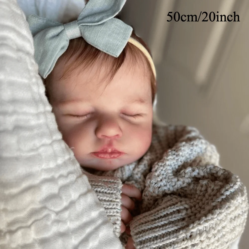BZDOLL 50cm Reborn Doll, 3D Skin & Visible Veins, Asleep Newborn (Cloth Body, Vinyl Limbs) Kids Birthday Gift