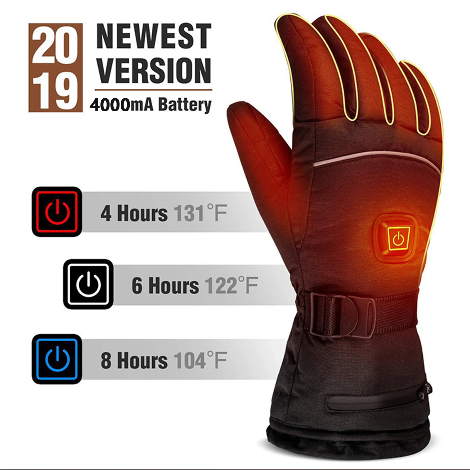 Winter Heated Gloves USB Rechargeable Skiing Glove Cycling Electric Heating Mitten 3 Speed Adjustable Hand Warmer For Outdoor