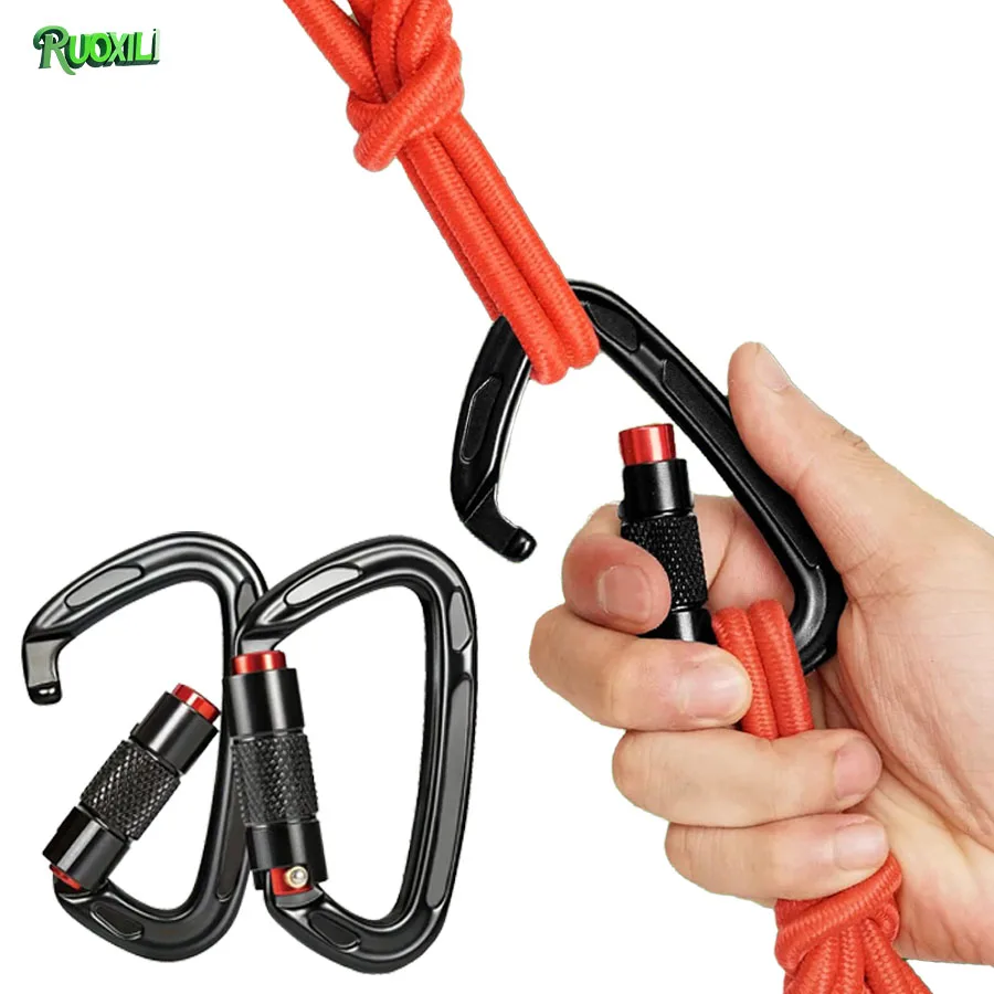 

Auto Locking Carabiner Clips - Heavy Duty Caribeaners ，2 Pcs D Shaped Auto Locking Climbing Carabiner Clips for Hammock, Hiking