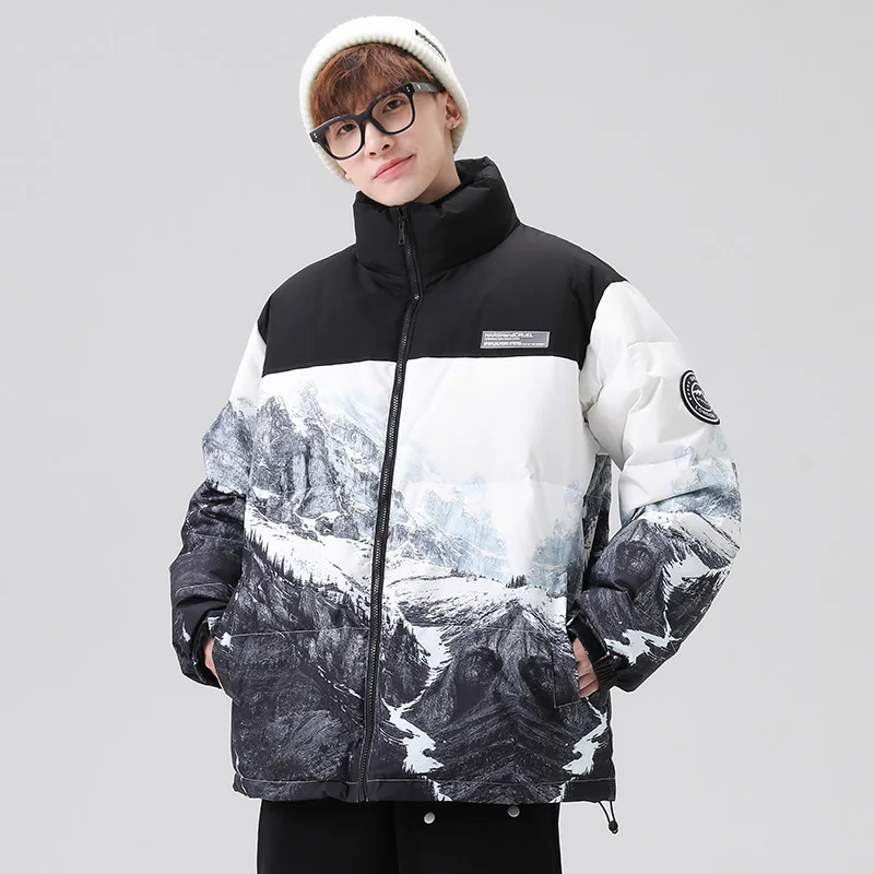 

Модная пуховая куртка для мужчин и женщин, осенне-зимнее теплое пальто, объемное пальто с воротником-стойкой, верхняя одежда для пар