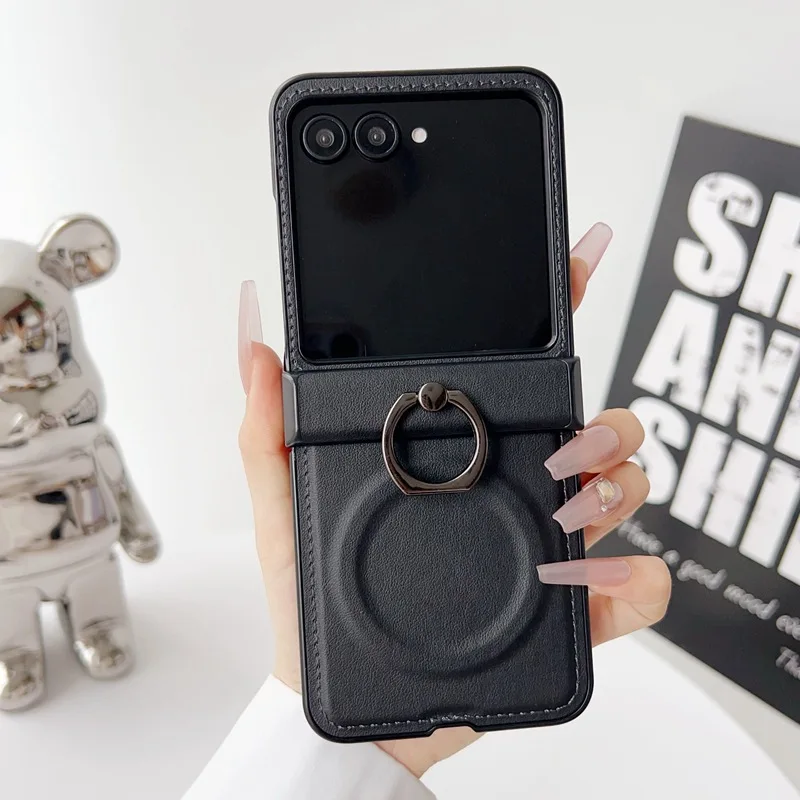 360 Rotating Ring Holder Magnetic Wireless Charging Phone Case for Motorola Razr 50 60 70 Ultra Moto Razr 50 60 70 Leather Cover