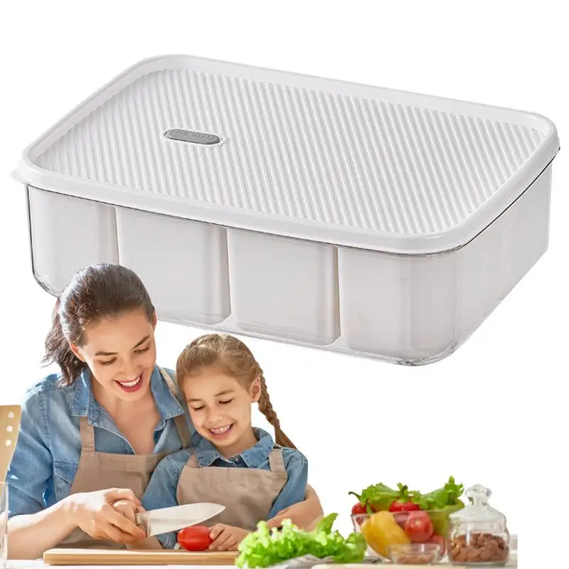 8 Grids Divided Serving Tray Storage Box Kitchen Portable Sub-format Seasoning Separator Box Fresh keeping Snack Fruits Food Box