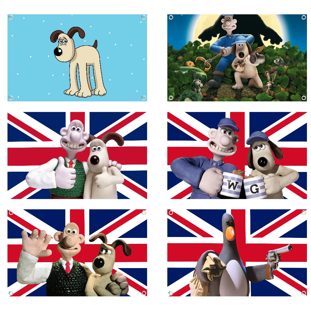 British flag W-Wallace G-Gromit Flag Indoor Outdoor Decorative Wall Art Decor Corporate Flag Printing Tapestry Banner