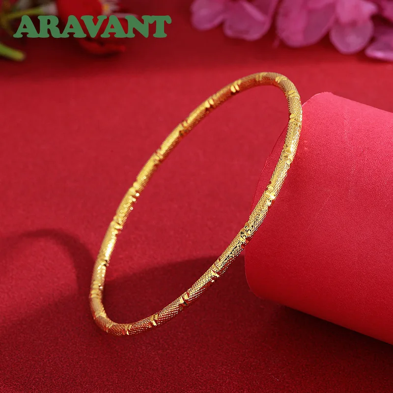 ARAVANT 925 Silver 18K Gold 3mm Bracelet Bangle For Women Girls Fashion Party Jewelry