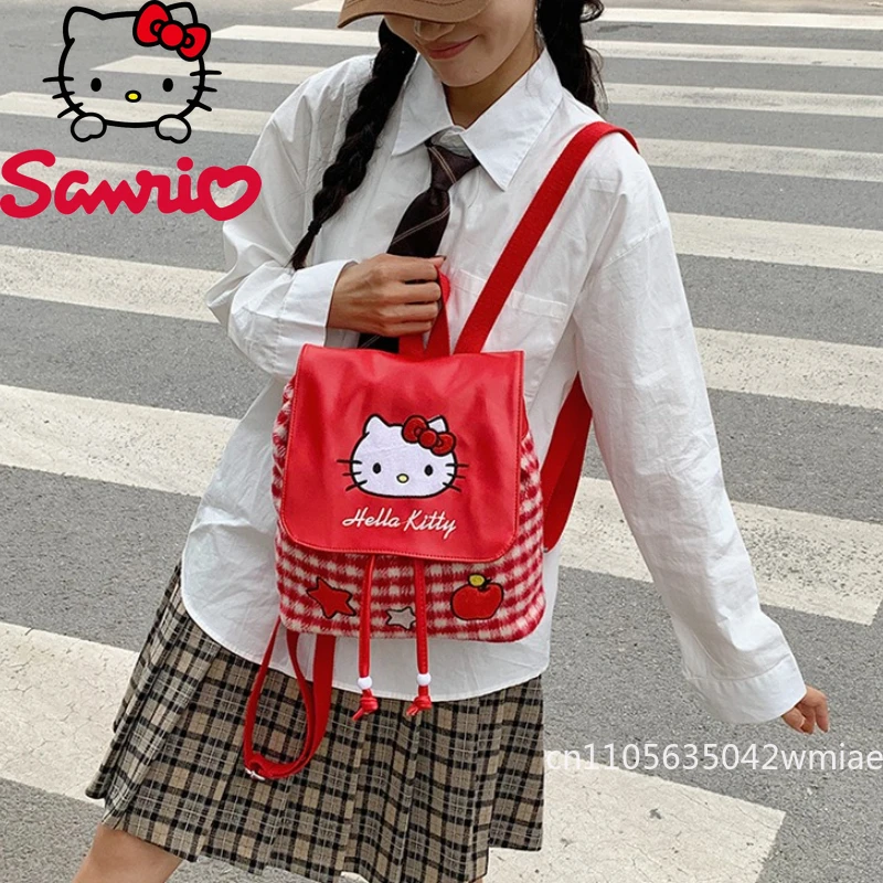Hello Kitty New Women's Drawstring Backpack Fashionable High Quality Women's Backpack Cartoon Versatile Girls' Storage Backpack