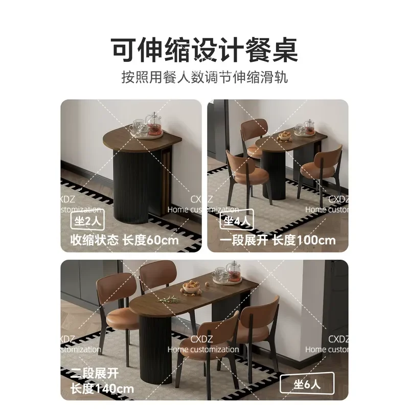 Small Folding Dining Table Retractable Oval Semicircular Antique Style Table and Chair Set Space Saving 2026 New Model