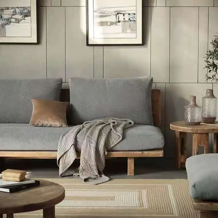 Single sofa set furniture with fabric cover recycled wood furniture