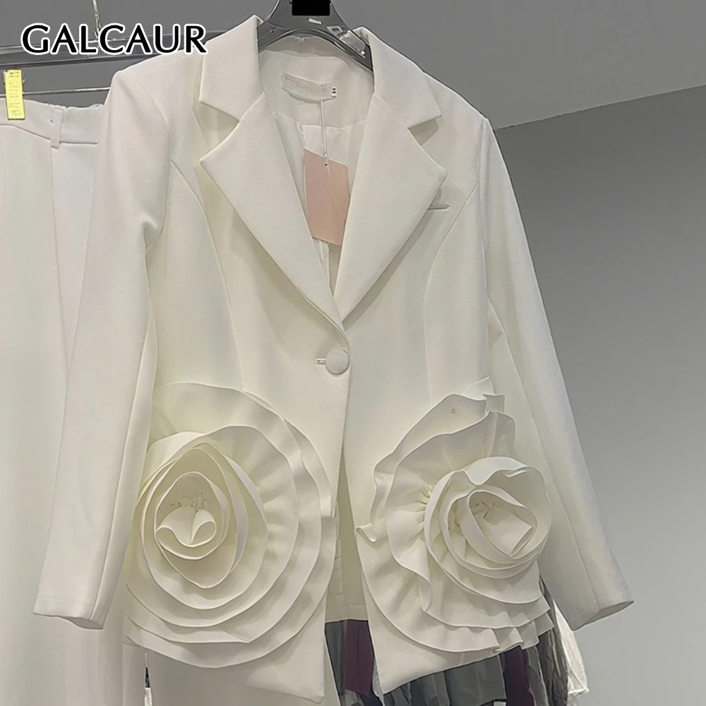 

GALCAUR однотонная темпераментная куртка с оборками, женская утягивающая элегантная женская куртка с лацканами и длинными рукавами, осенняя модная новинка