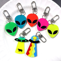 Acrylic Alien UFO Spaceship Keychain Key Ring Women Men Statement Funny Creative Flying Saucer Bag Car Airpods Box Jewelry Gift