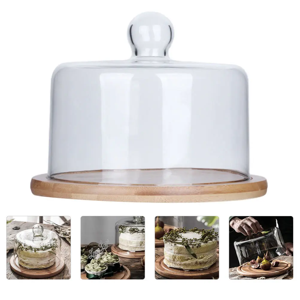 

1Set Glass Cake Cover Protective Dome Fresh-Keeping Food Display Tray Home Dessert Bread Fruit Storage Food Cover