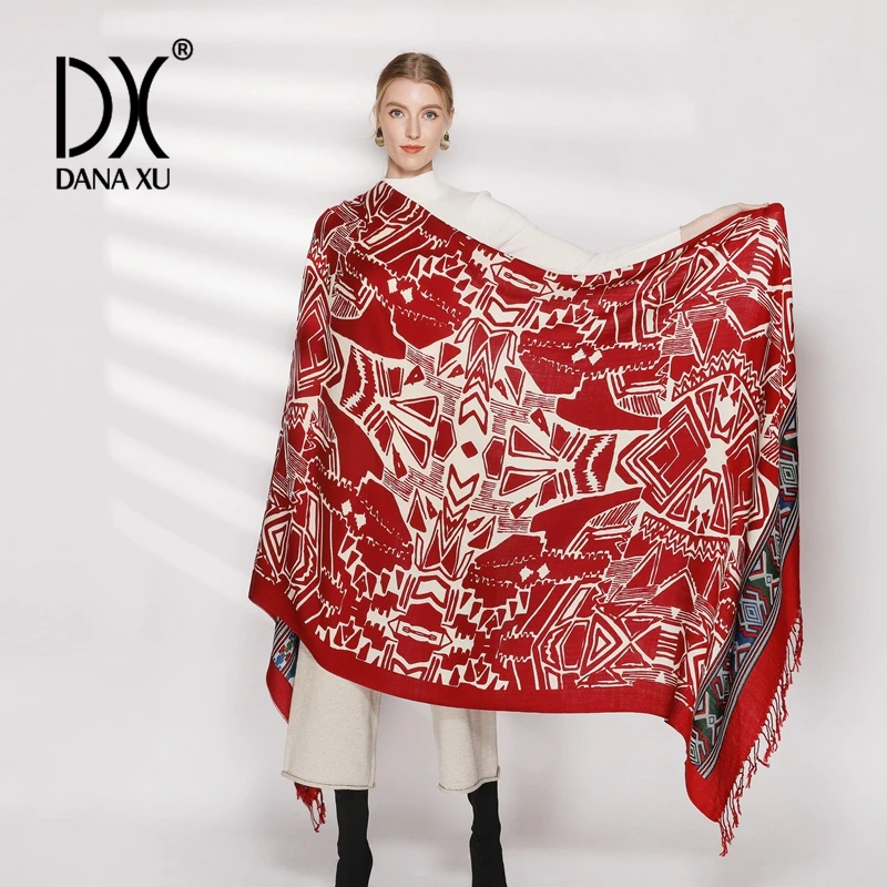 Poncho de lana merina pura para mujer, bufanda grande de Pashmina, chal, pañuelo para el cuello, 100%