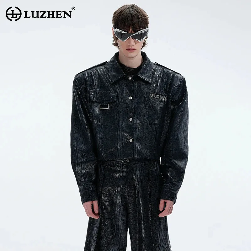 LUZHEN 2025 Spring Personalized High Quality Street Leather Coat Men's Fashion Original Solid Color Short Jacket Clothes LZ8477