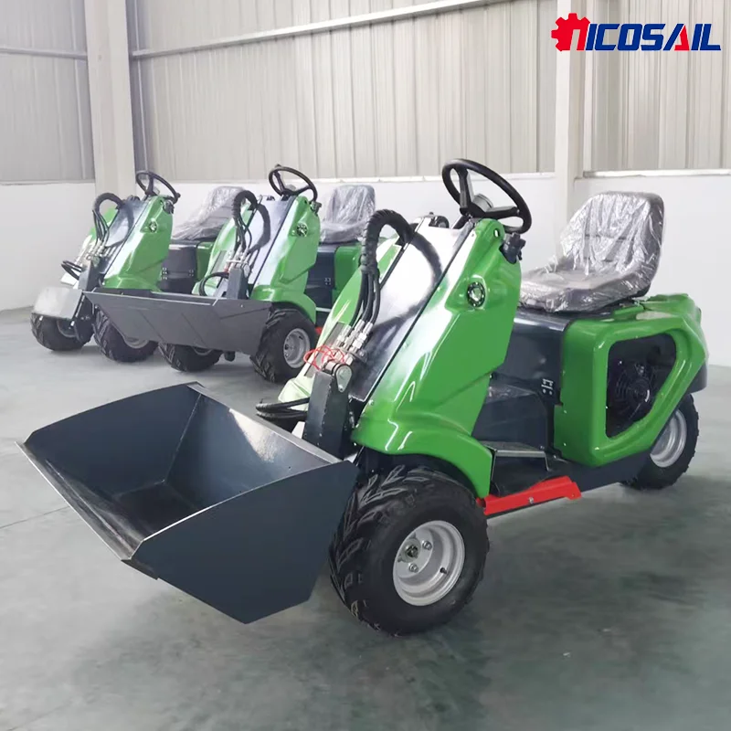 Dostosowany chiński model 3-tonowego elektrycznego ładowarki kołowej typu skid steer, mini trójkołowy traktor z akcesoriami i komponentami silnika.