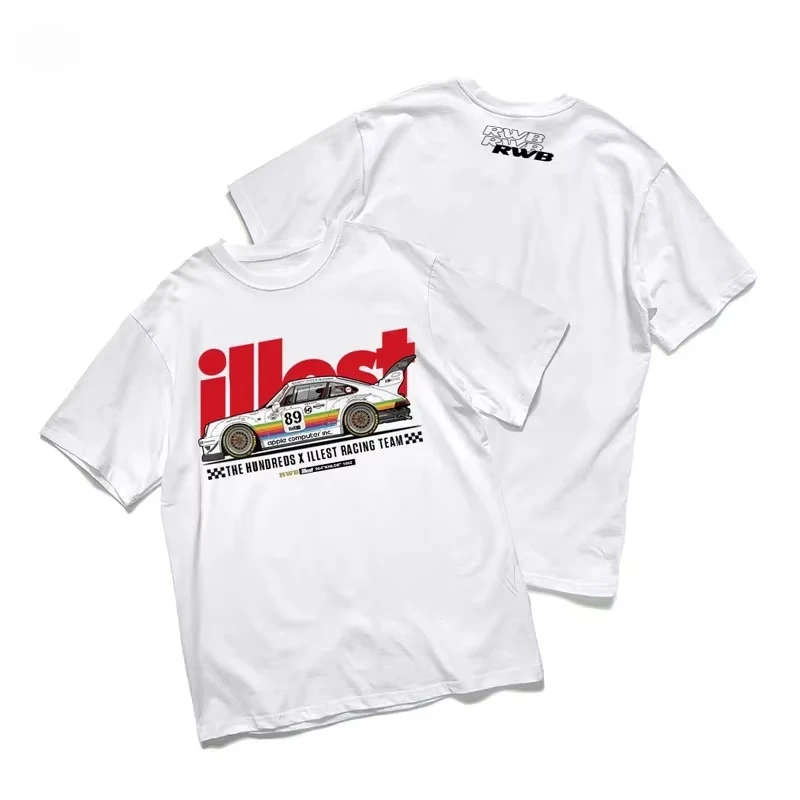 

RWB Porsche T-shirt Feelings Modified Car Classic Painting Men's Heavy Cotton Motorcycle Short Sleeve