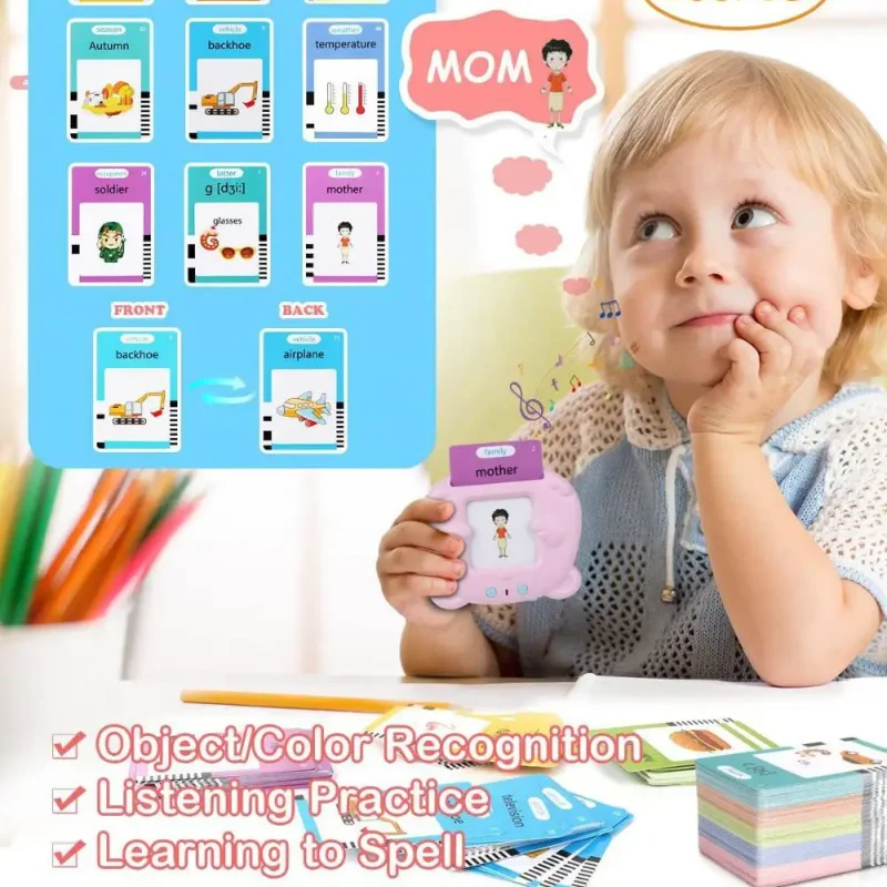 Talking Flash Cards Early Montessori Educational Toy Preschool Learning English Electronic Audio Book Children Interactive Gift