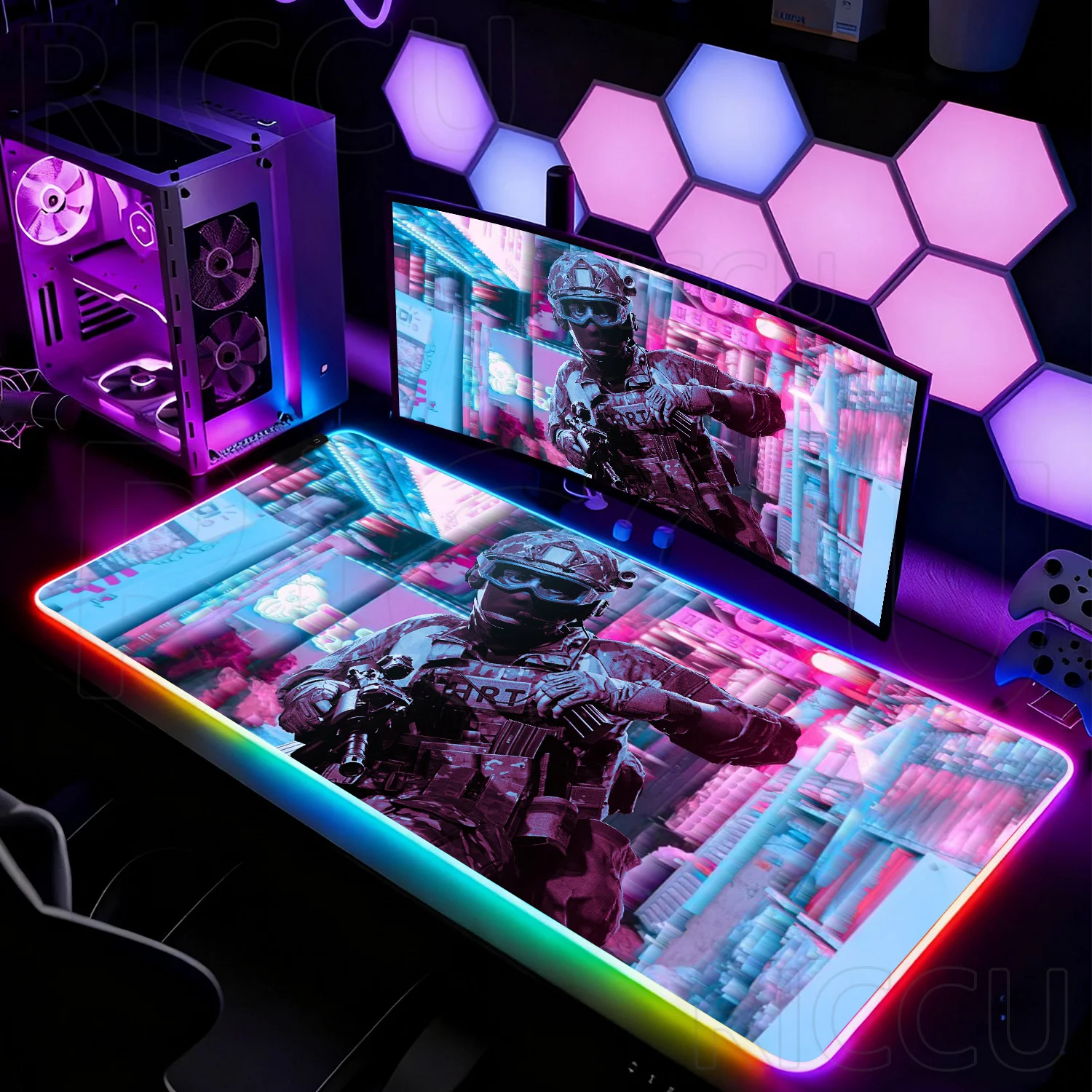 

RGB XXL HD Game Ready or Not Mouse Pad Rug Non-slip Thickened Large Writing Lockedge Office Student Gaming Cushion LED Desk Mat
