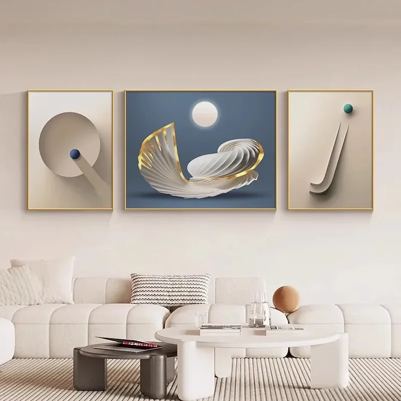 Sofa Background Wall Decoration Painting Living Room Abstract Art Advanced Sense Of Triplex Wall 2024 New Style Hanging Pai