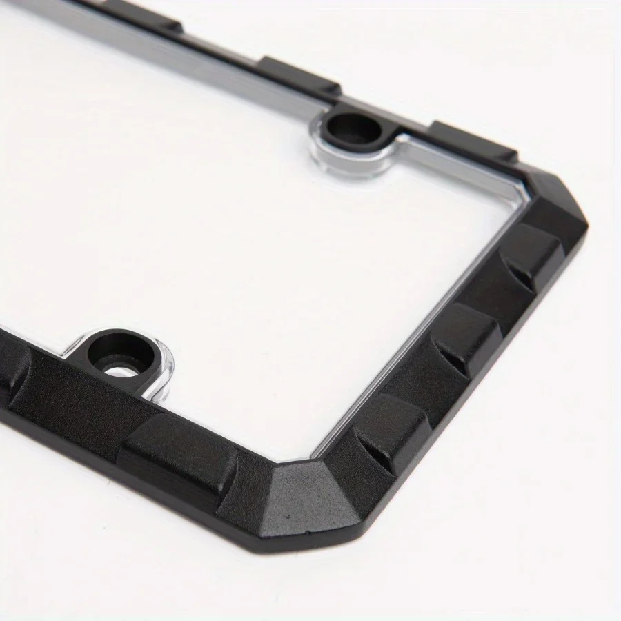 مجموعة إطارات لوحة ترخيص سوداء وواضحة للخدمة الشاقة، مع إطارات نهائية باللون الأسود غير اللامع، سهلة التركيب ومتينة.