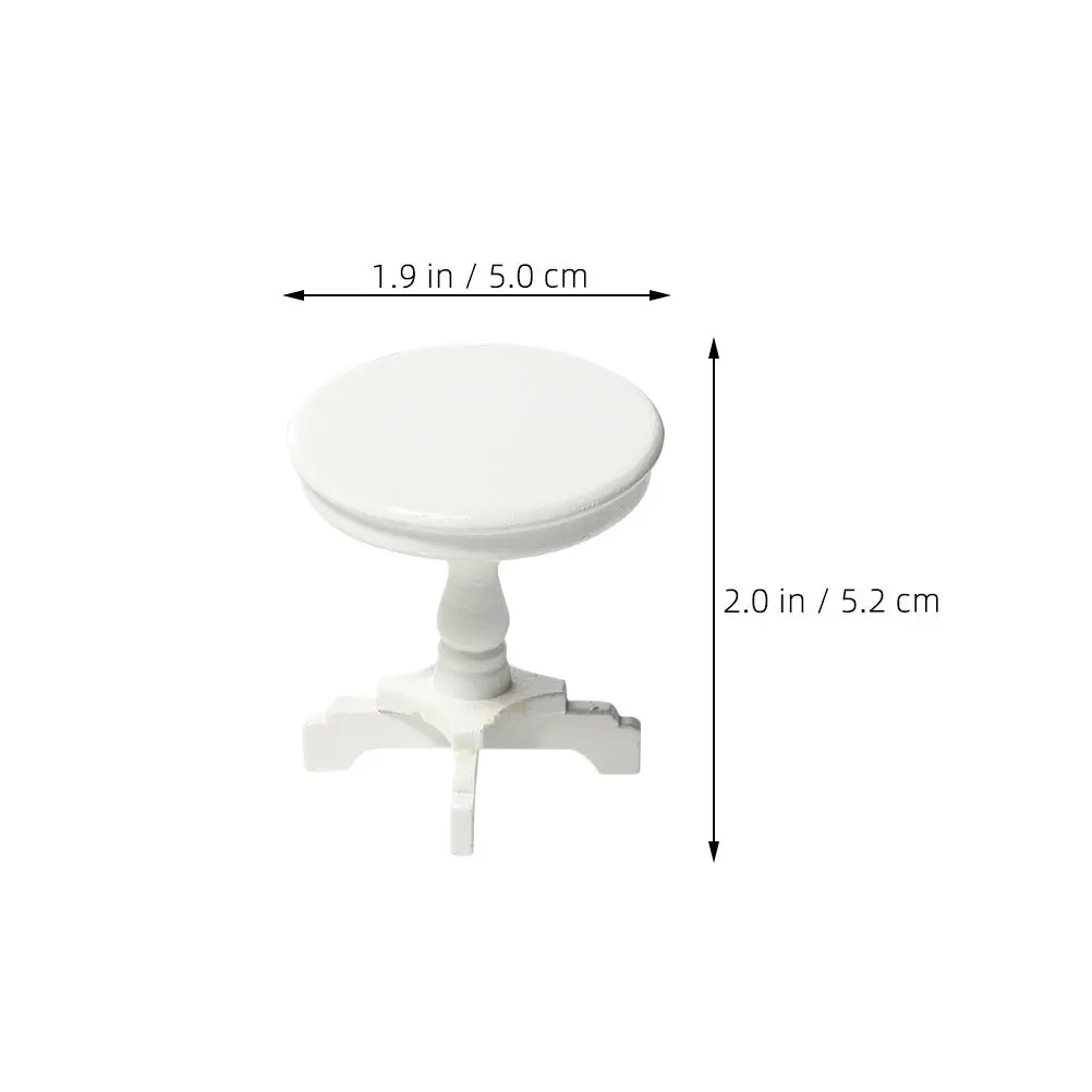 2 Stücke Miniatur Runde Beistelltisch Weiß Holz Puppenhaus Möbel Fee Garten Pretend Spielen Dekoration Miniatur Tisch
