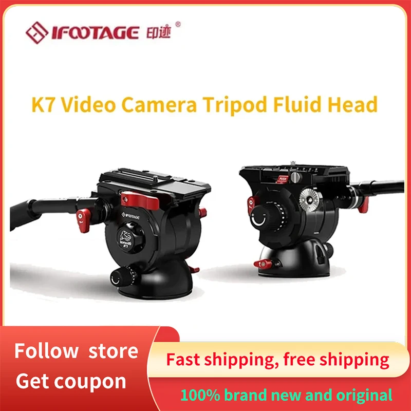 

IFOOTAGE K7 Video Camera Tripod Fluid Head with 1/4 3/8 Screws Sliding Quick Release Plate for Canon Nikon Sony DSLR