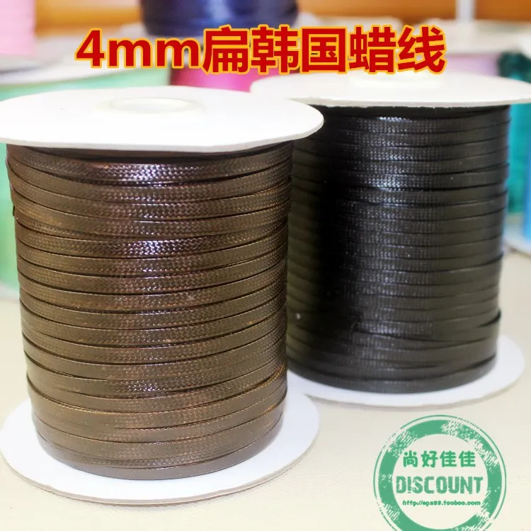 

Вощеная нить 4 мм, плоская, корейская, экологичная, для рукоделия, плетения, изготовления украшений, 4 мм, 5 мм