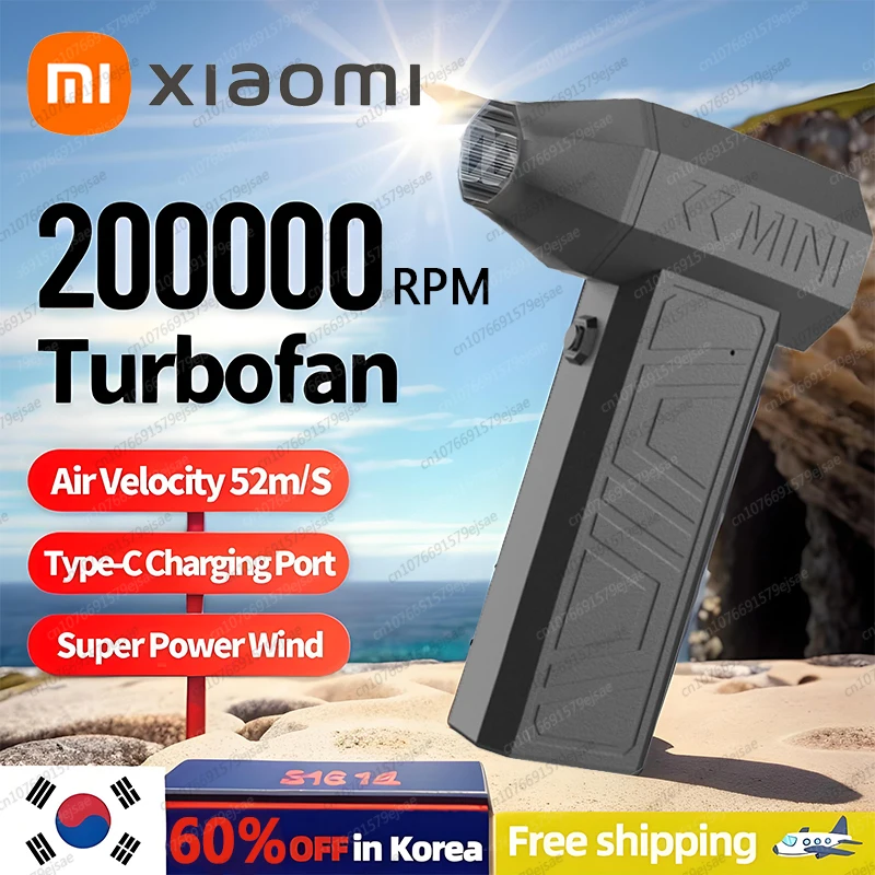 Xiaomi 200000RPM Violent Fan Powerful Air Blower Vacuum Dust Cleaner TypeC Charging Strong Wind 52m/s Brushless Turbo Jet Blower