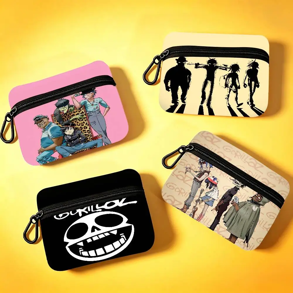 Music G-GorillazS Multifunctional Oxford Cloth Small Pouch With Hook Mini Coin Wallet Earbud Storage Bag
