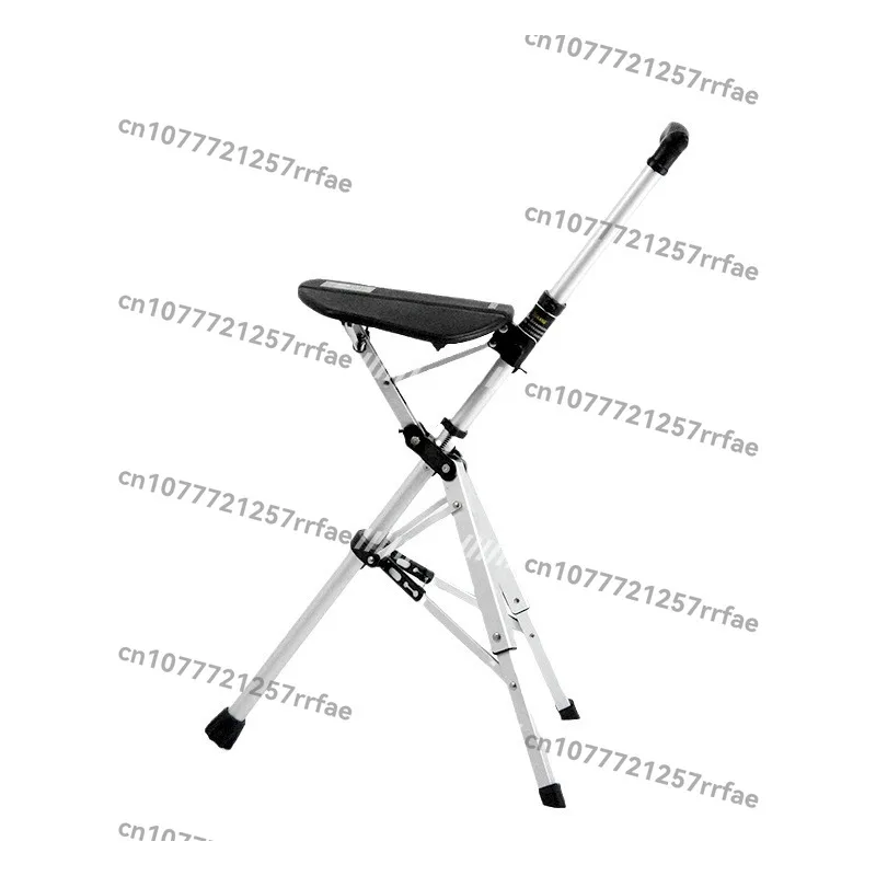 The elderly cane stool with seat cane seat chair adjustable light retractable multi-functional three-legged crutches
