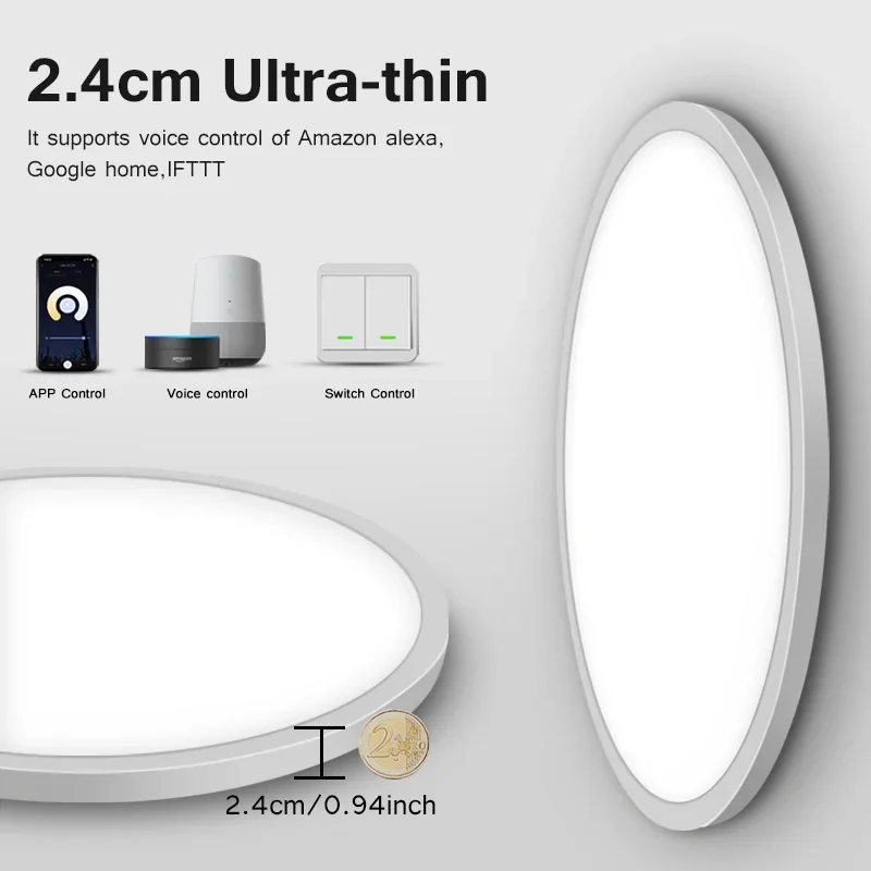الذكية LED ضوء السقف 28 واط واي فاي تويا App جوجل اليكسا صدى AI التحكم الصوتي سطح المنزل المستديرة تصاعد مصباح السقف الحديث #4