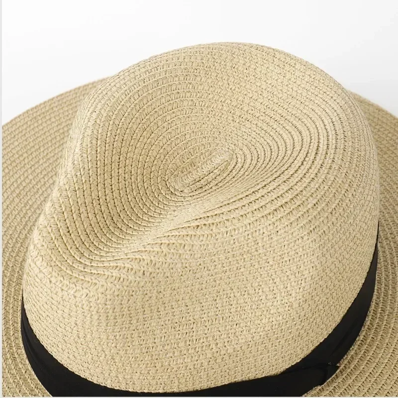 Cappelli Panama di grandi dimensioni XL61-64cm Uomo Donna Spiaggia Cappello di paglia a tesa larga Lady Cappelli da sole estivi Cappello Fedora taglie forti 55-57 cm 58-60 cm