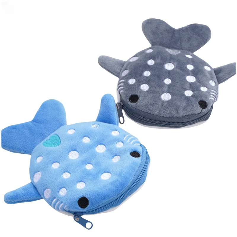Creatieve Sharkshape Pluche Portemonnee Leuke Decoratie Hanger Kleine Walvissen Portemonnee Kabelpakket Dierenportemonnee Oortelefoon Opbergtas