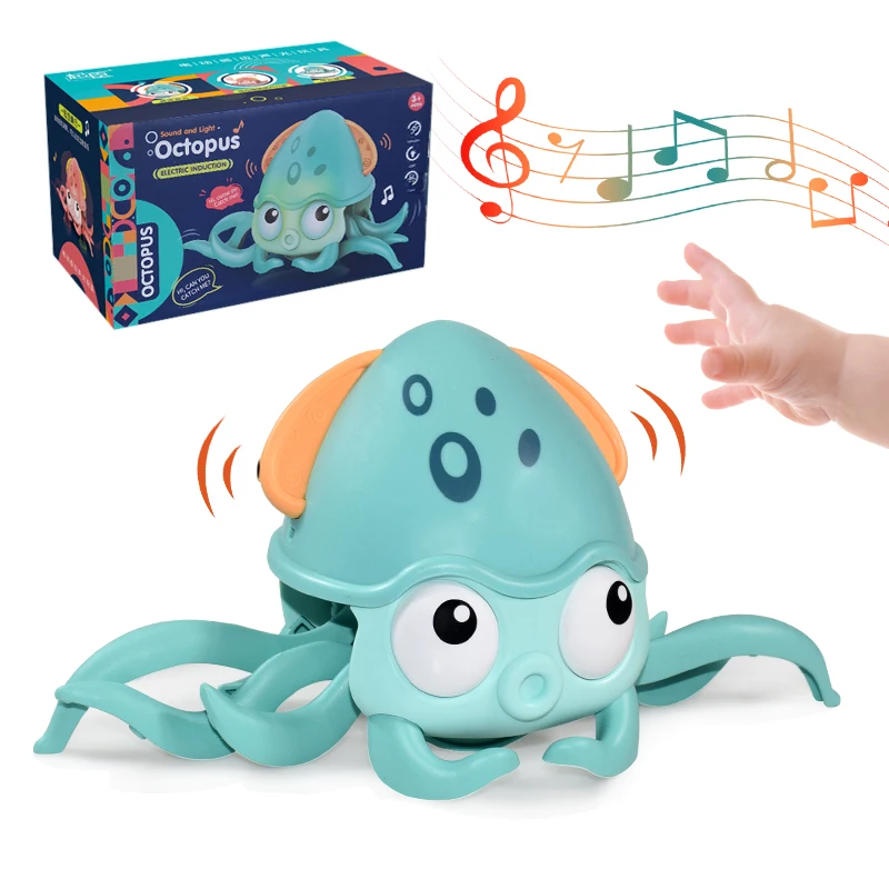 Crawling Crab Baby Toys with Music LED Light Up Musical Toys for Toddler Automatically Avoid Obstacles Interactive Toys for Kids