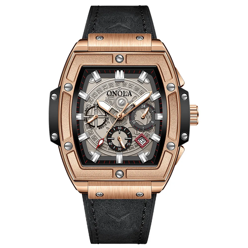 

Fashionable Barrel-Shaped Men's Quartz Watch Multifunction Waterproof Luminous Watch Stylish Timepiece for Men