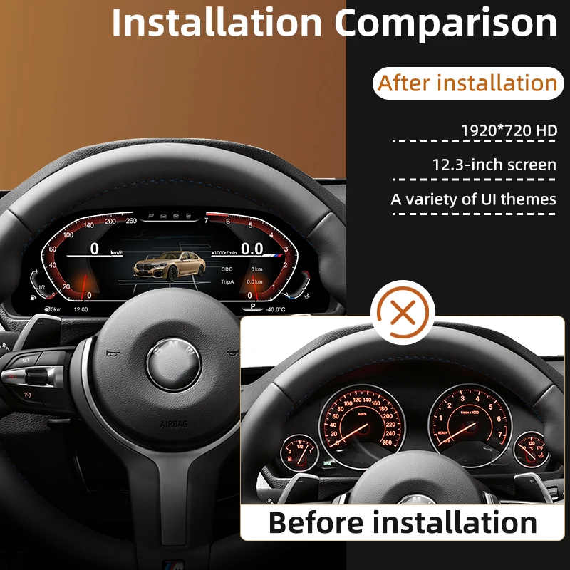 12.3 inch Digital Gauge Cluster for BMW 5 6 7 Series X3 X4 X5 X6 F01 F07 F10 F15 F16 F18 F25 F26 Car Dashboard Speedometer LCD Instrument Cluster