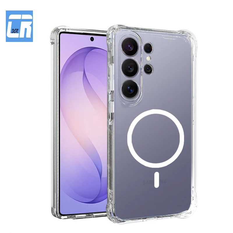 Transparent For Magsafe Magnetic Case For Samsung Galaxy S26 S25 Ultra S24 S23 Plus Wireless Charging Anti Drop Protect Cover